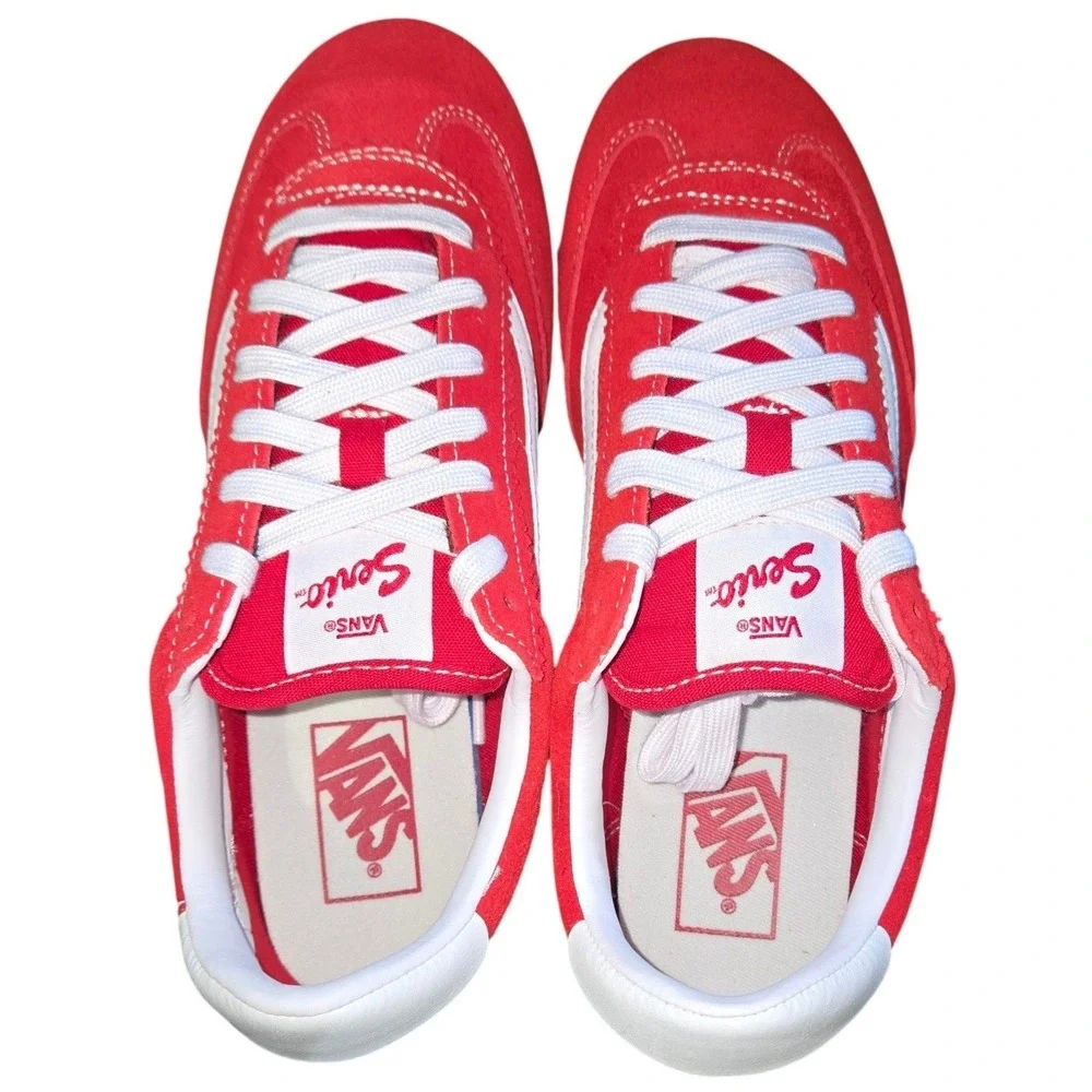 Vans Serio Super Lowpro Racing Red White Suede Sneakers Mens 7.5 W 9